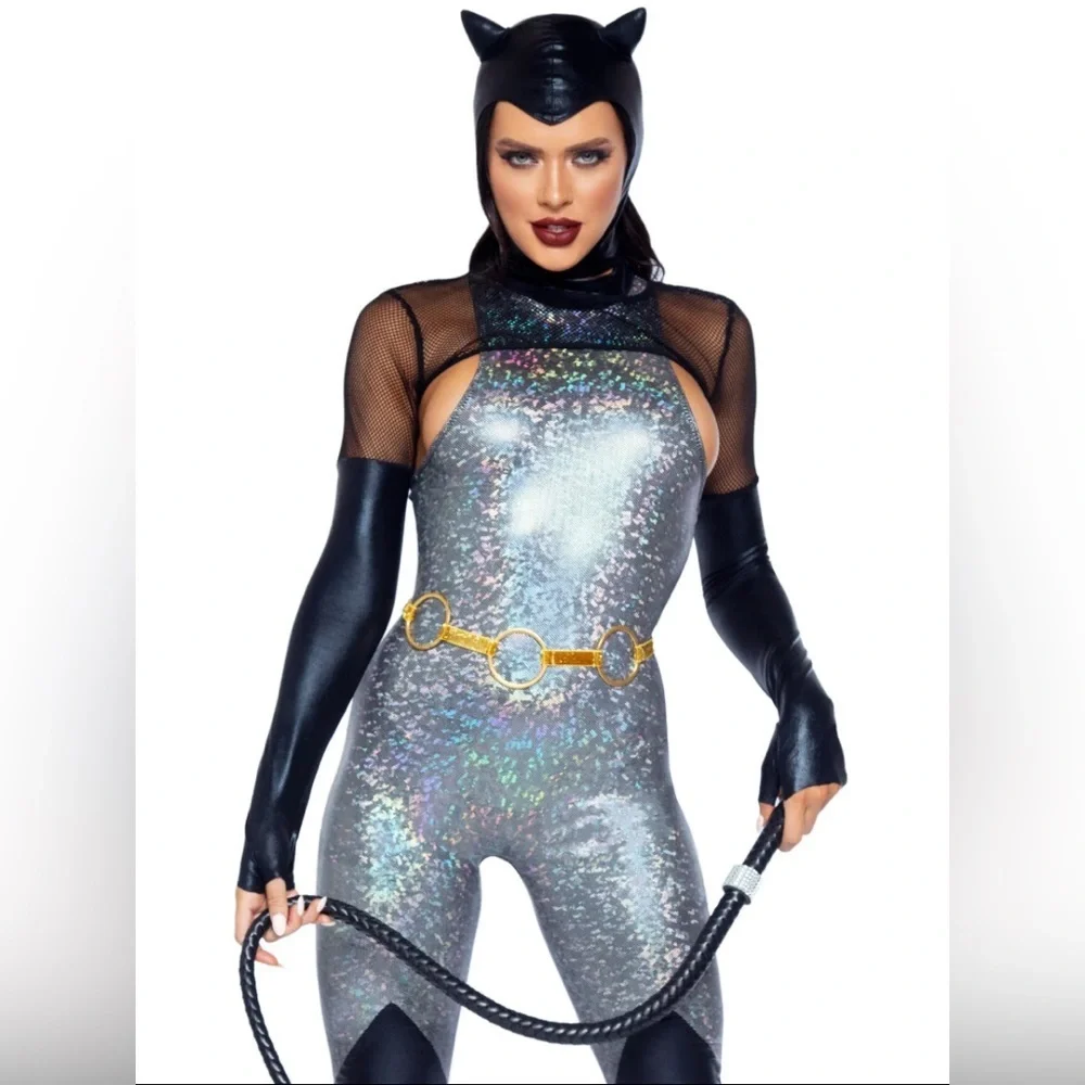 🦋B2G1🦋LEG AVENUE 4 PC Feline Felon
Holographic Catsuit Costume Set - Picture 3 of 8